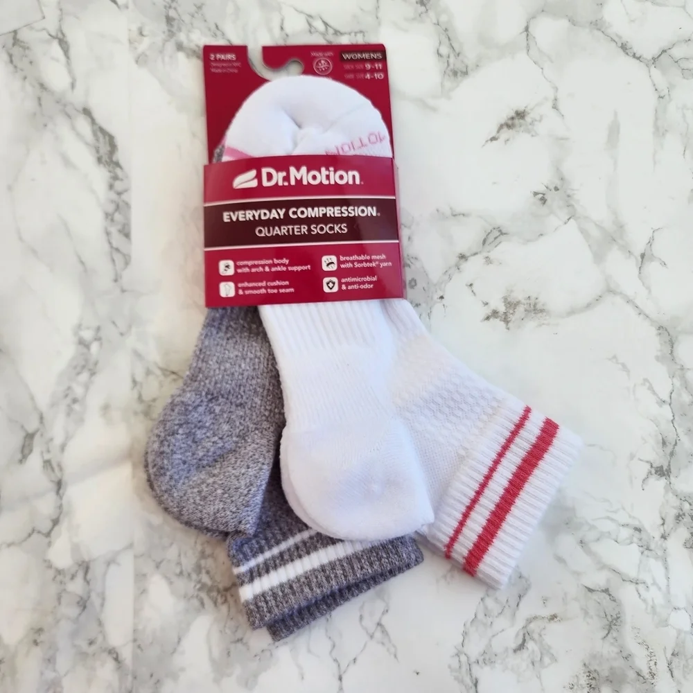 Dr. Motion Quarter Socks 6 Pairs Compression Socks Size Socks 9–11 Shoe 4-10